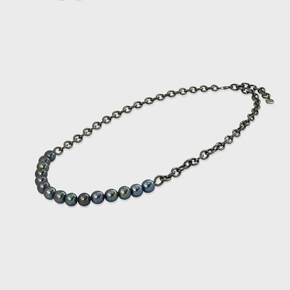 Player Bloq Necklace, 925 Sterling Silver with Black Rhodium