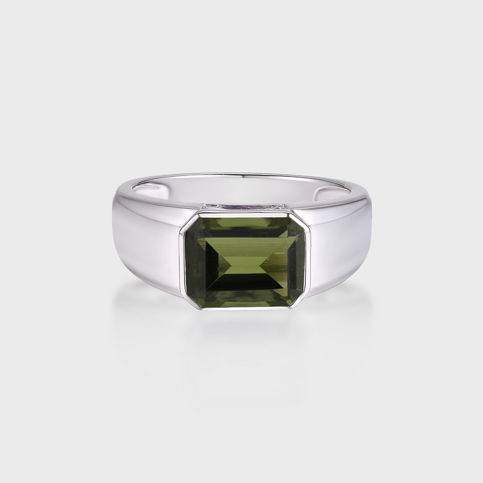 men's moldavite ring.
