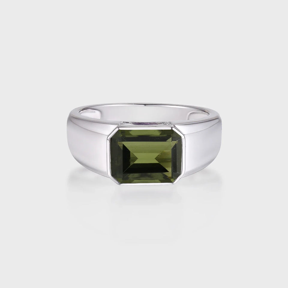 men's moldavite ring.