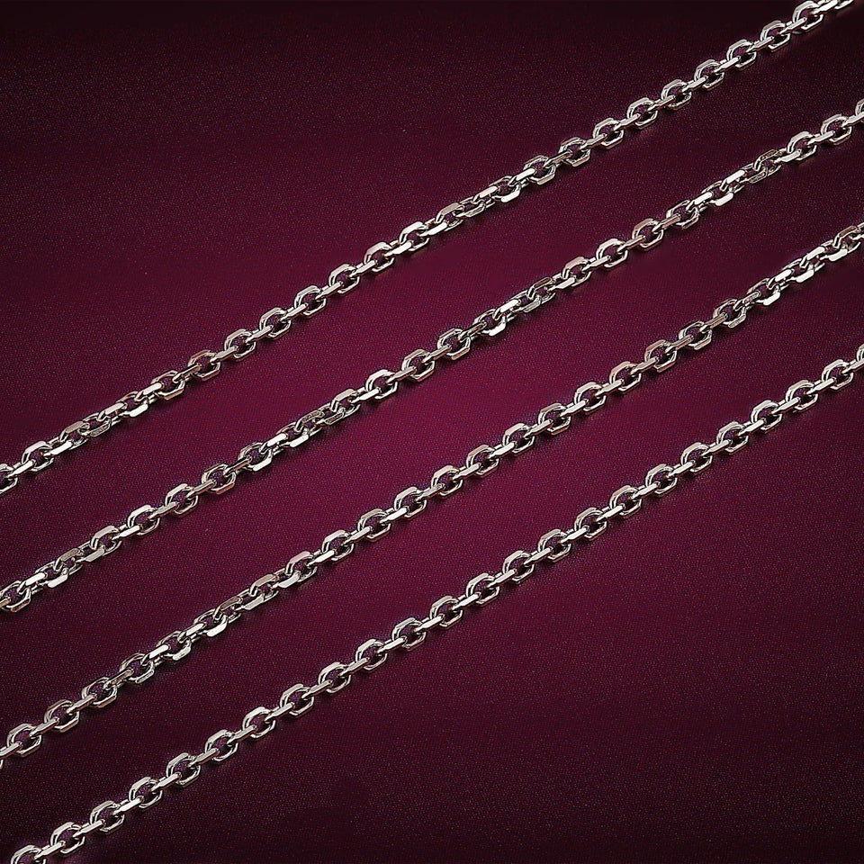diamond cut white gold chain