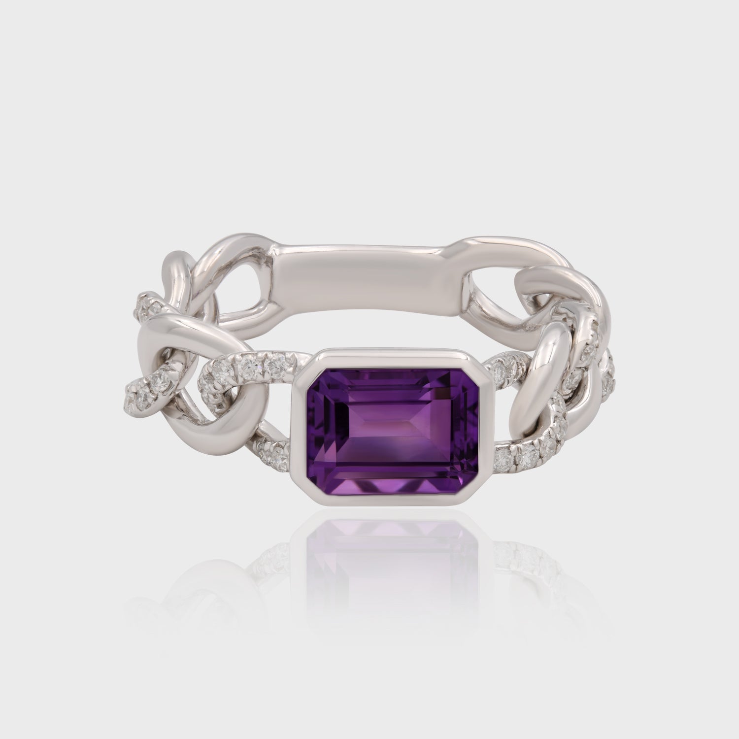 Madmen Cuban Diam Ring, White 