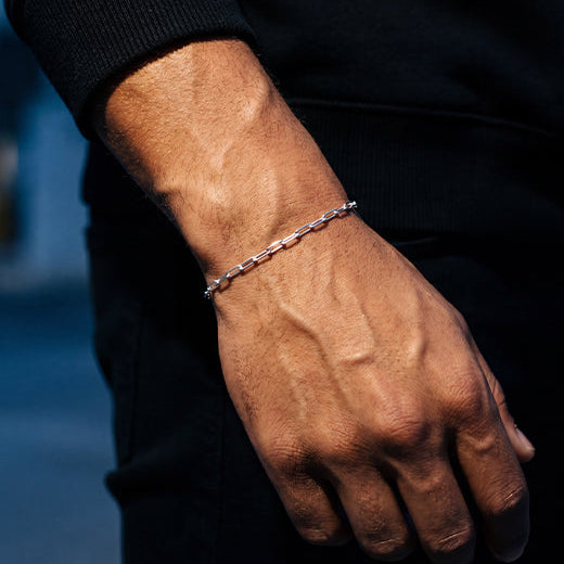 Square Rolo Bracelet, 925 Sterling Silver