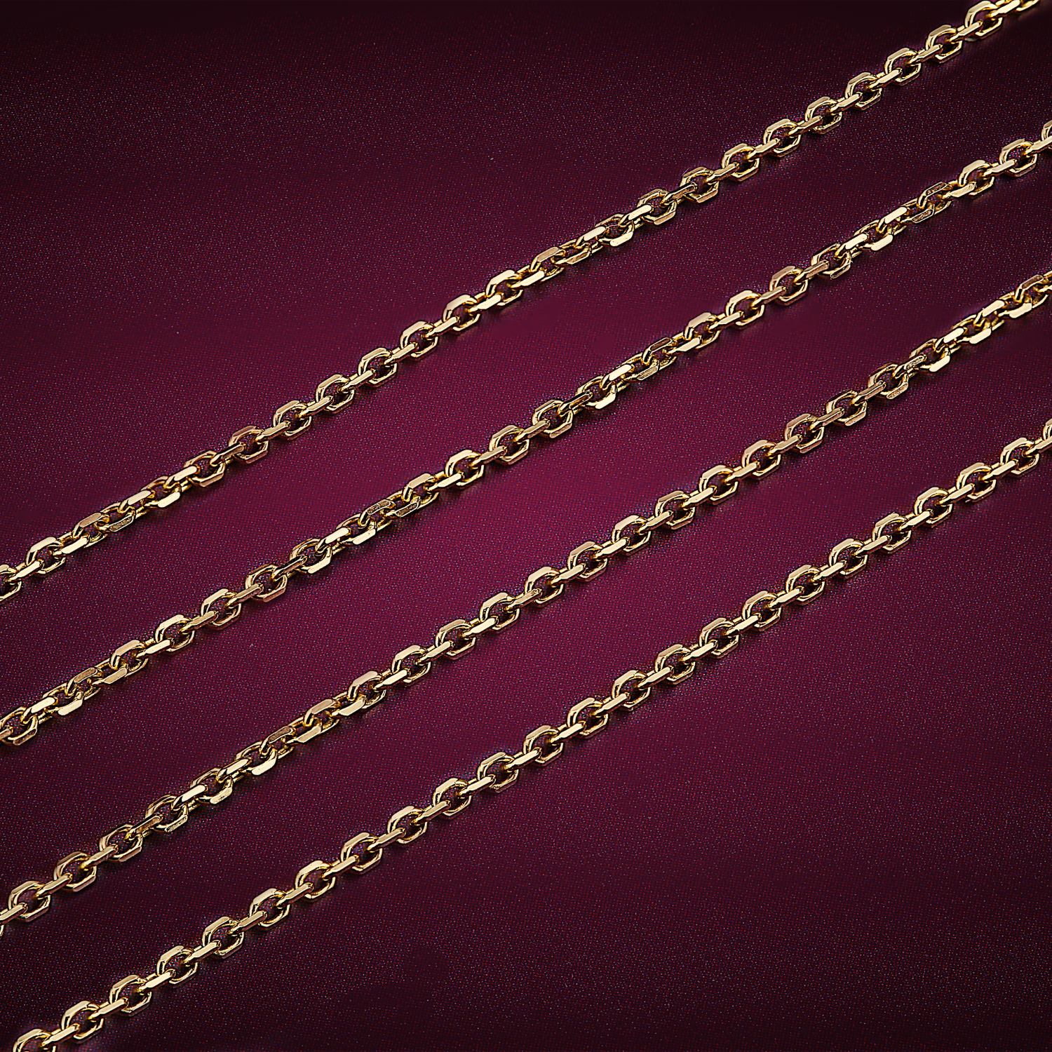 Diamond-cut Rolo Chain, Yellow