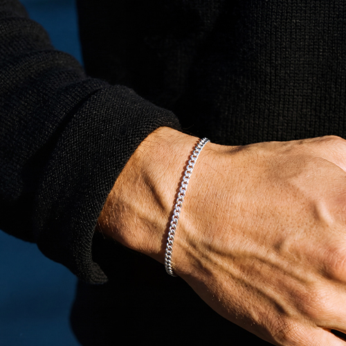 Thin Curb Bracelet, 925 Sterling Silver