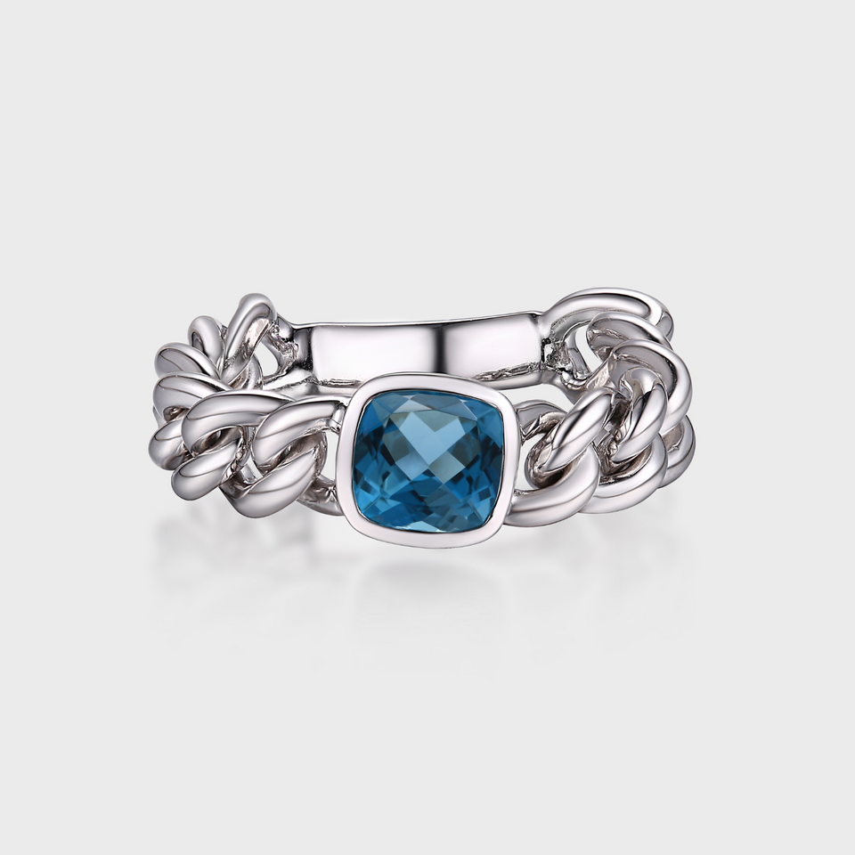 blue topaz mens ring