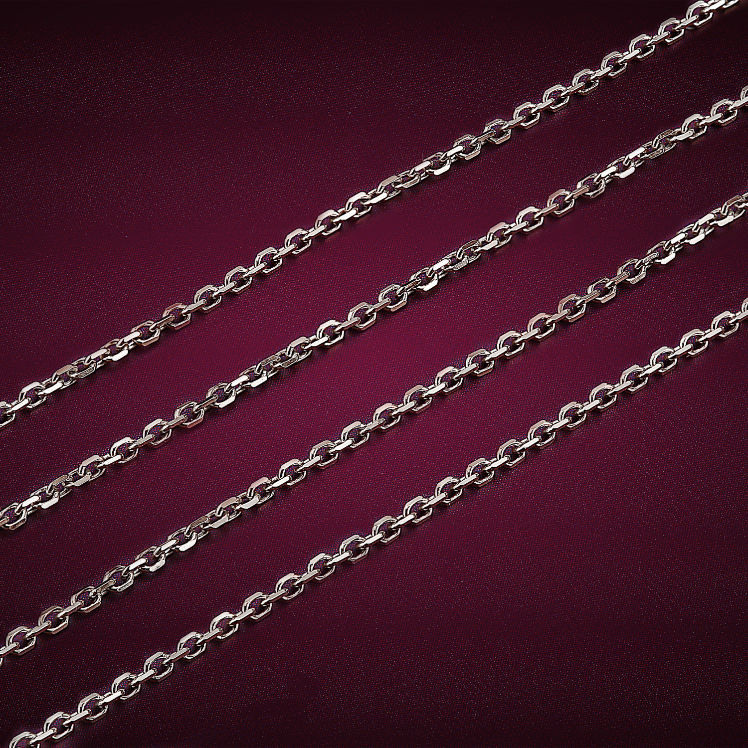 diamond cut white gold chain