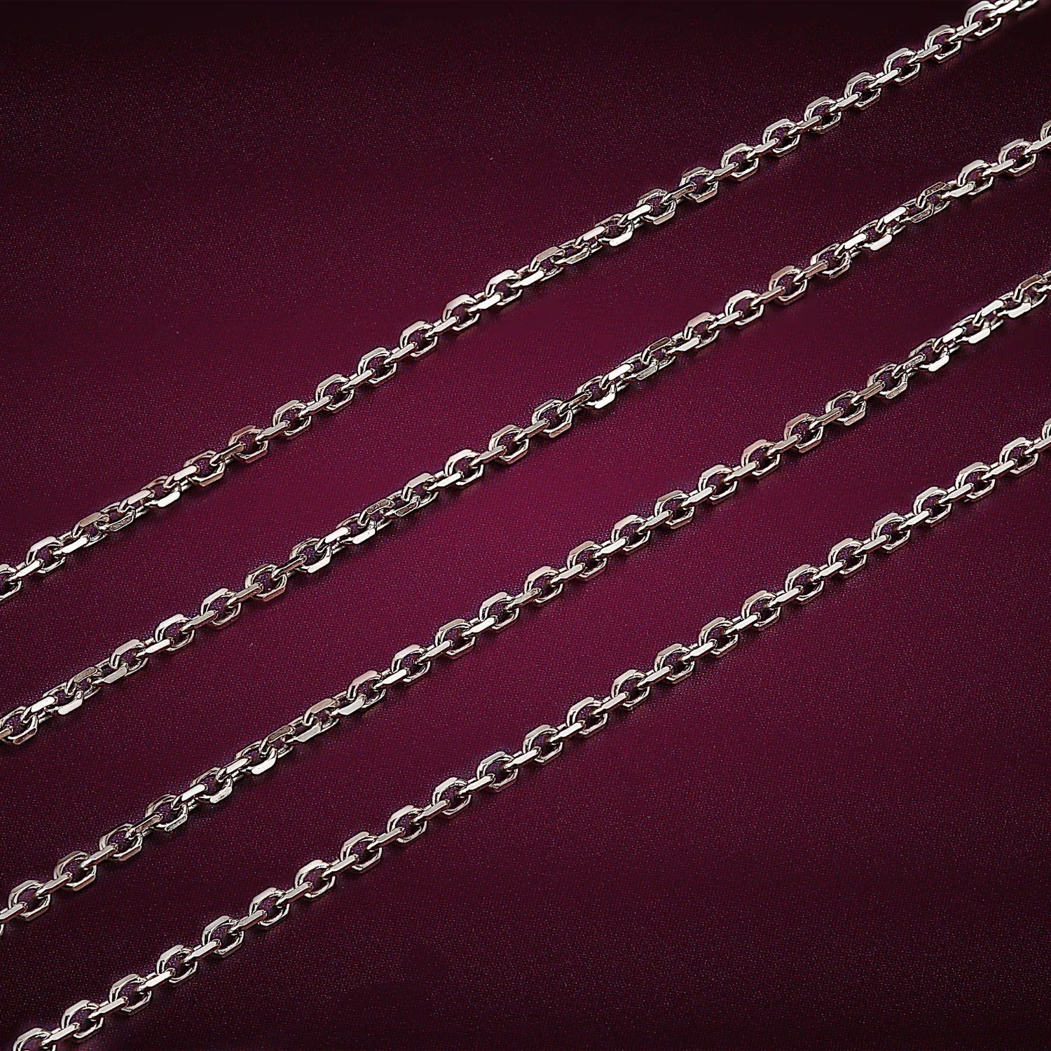 diamond cut white gold chain