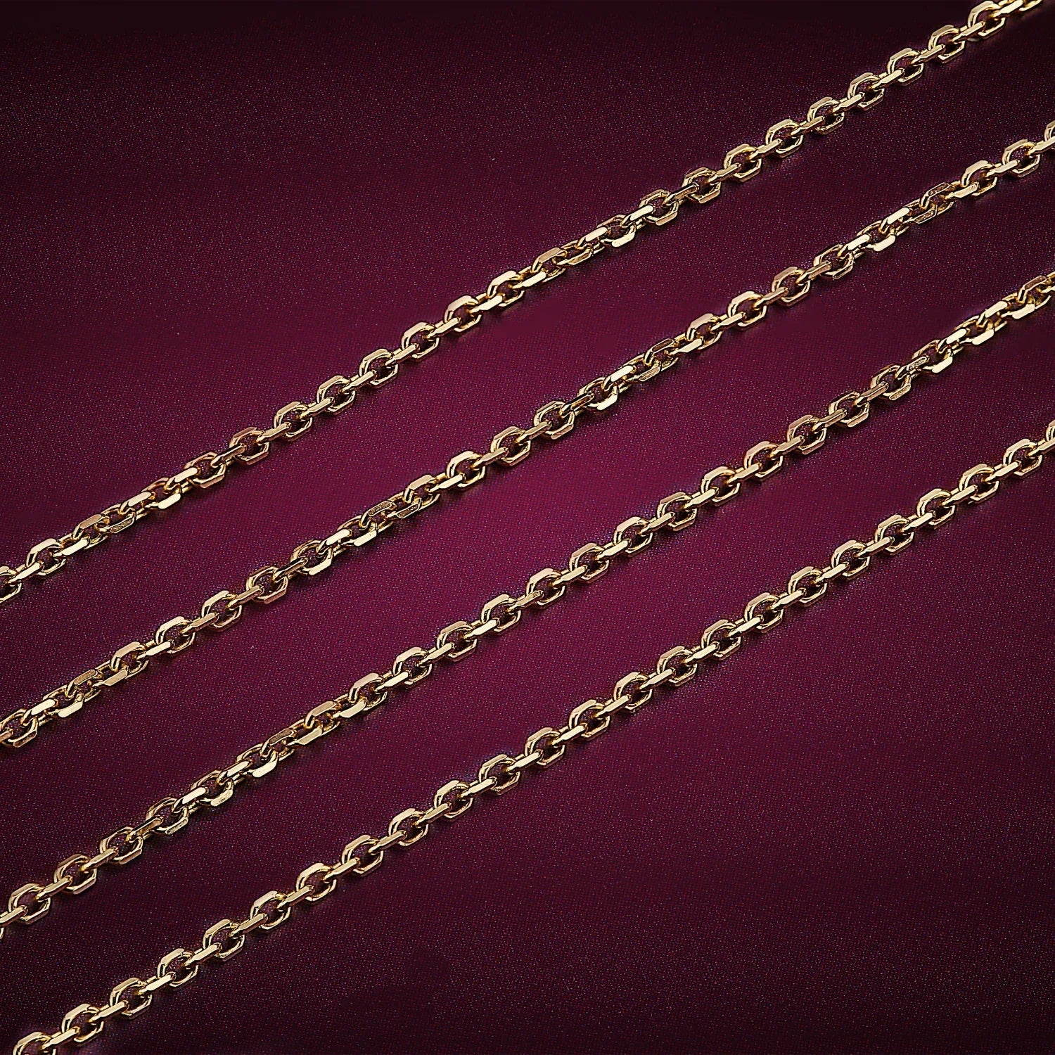 Diamond-cut Rolo Chain, Yellow Metal