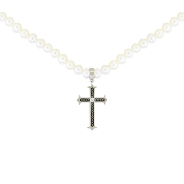 mens pearl cross necklace